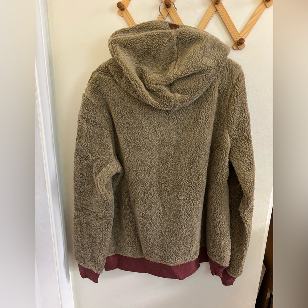 NWT Wanakome Women’s XXL Tan and Brown Fleece Hoodie Teddy Sweatshirt - Picture 9 of 9